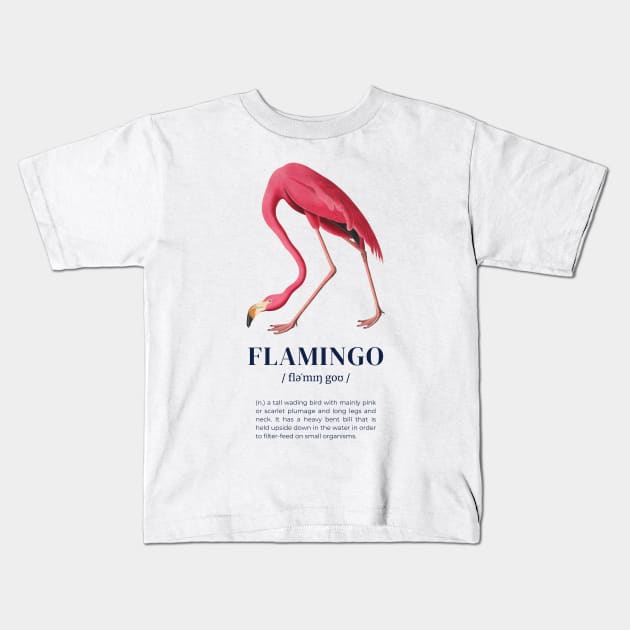 Flamingo - Animal Dictionary Definition Kids T-Shirt by Millusti